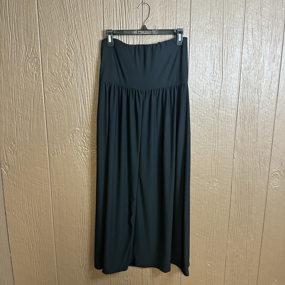NWT 24Seven Comfort Apparel Maxi Skirt Black Pockets Foldover Casual Relaxed - Picture 6 of 8
